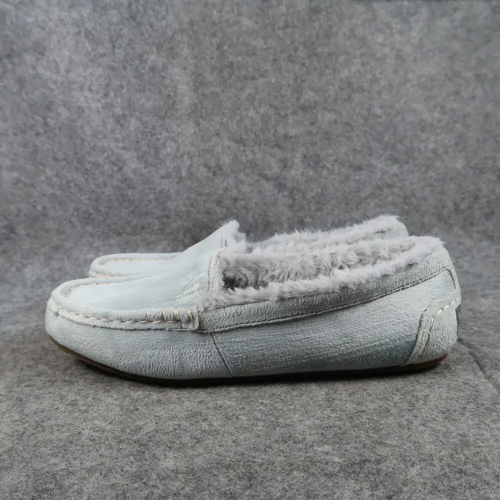 Ugg Shoes Kids 4 Slippers Koolaburra Riley Shimmer Moccasin Loafer Slip On Blue